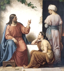 Cristo Gesù con Maria e Marta, sorelle dell'amico Lazzaro.